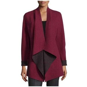 Eileen Fisher Merino Double-Knit Kimono Jacket in Burgundy